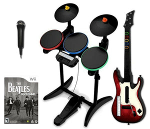 Nintendo Wii U/Wii THE BEATLES Rock Band guitar hero Bundle Set Kit drums game [Used/Refurbished]