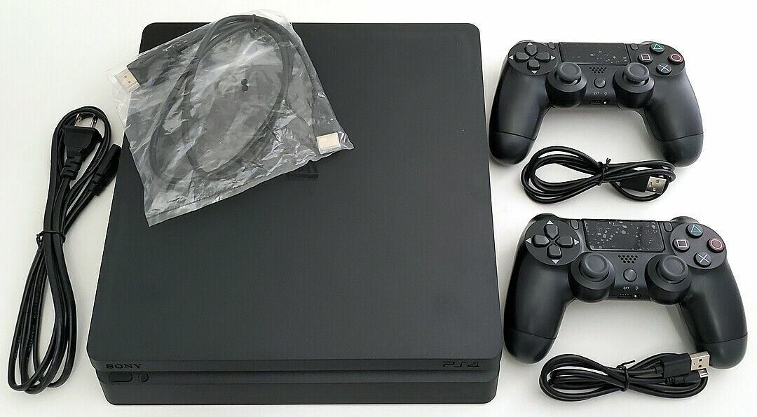1TB Sony PlayStation 4 SLIM Black Video Game Console PS4 System 2-CONTROLLERS