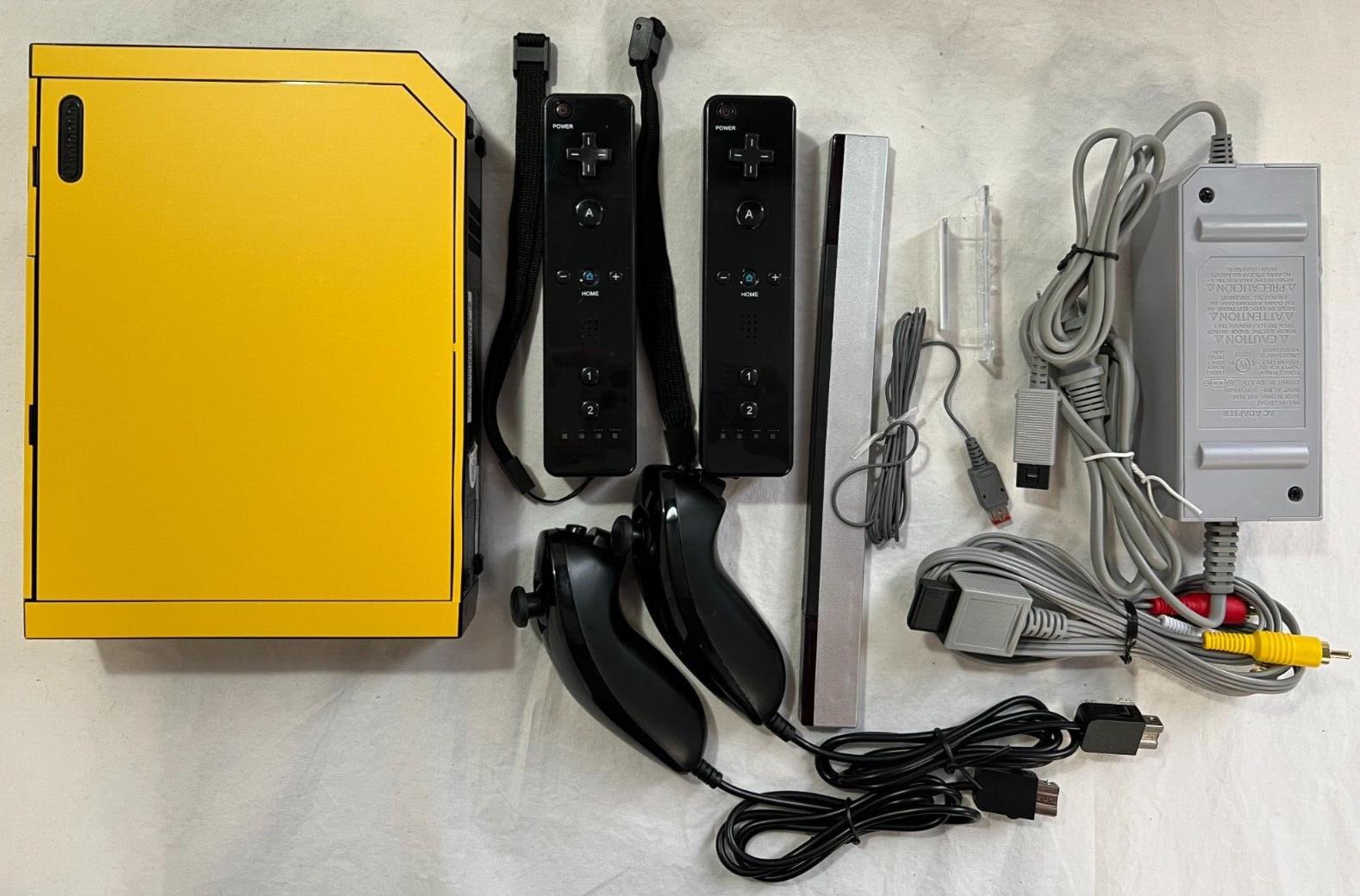CUSTOM YELLOW Nintendo Wii Video Game System Console 2-REMOTE Accessor