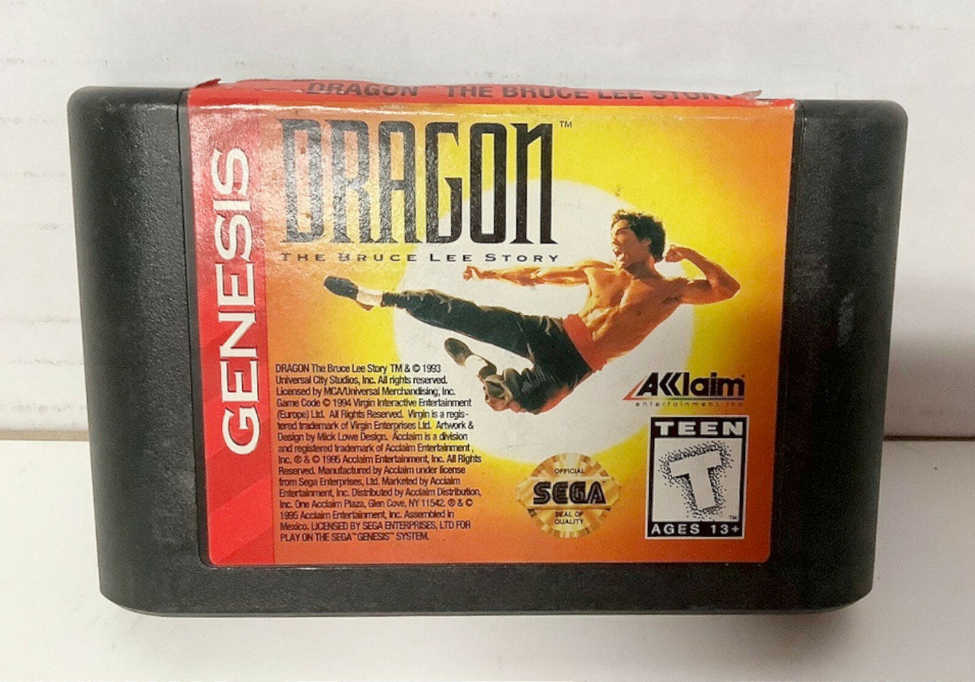 Dragon: The Bruce Lee Story Sega Genesis 1994 Vintage Video Game CARTRIDGE ONLY