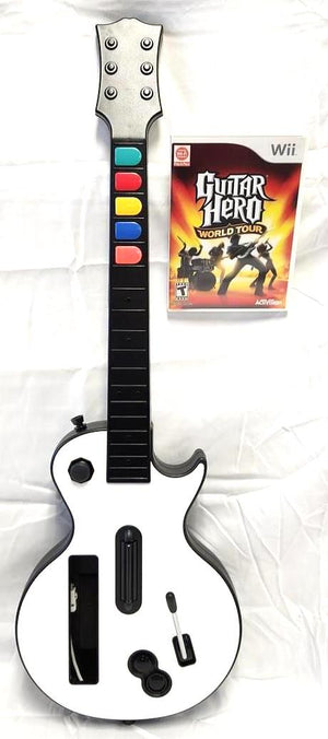 NEW Guitar Hero Controller + World Tour Wii Video Game Bundle Kit Set les paul