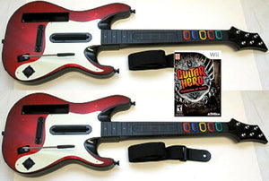 2 OFFICIAL Guitar Hero Warriors of Rock GUITAR Controllers & GAME Nintendo Wii