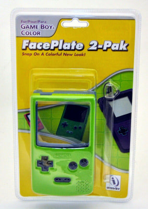 NEW Game Boy Color FacePlate 2-Pack GREEN & BLUE Snap On A Fun Colorful New Look