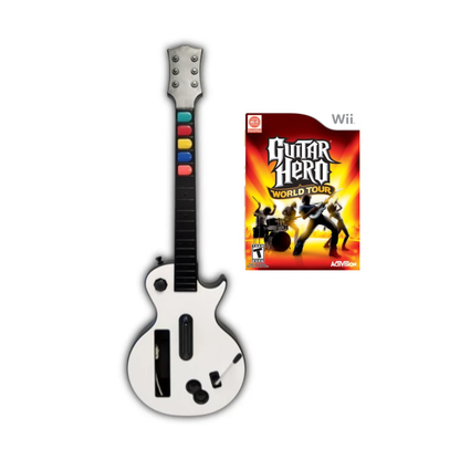 NEW Guitar Hero Controller + World Tour Wii Video Game Bundle Kit Set les paul