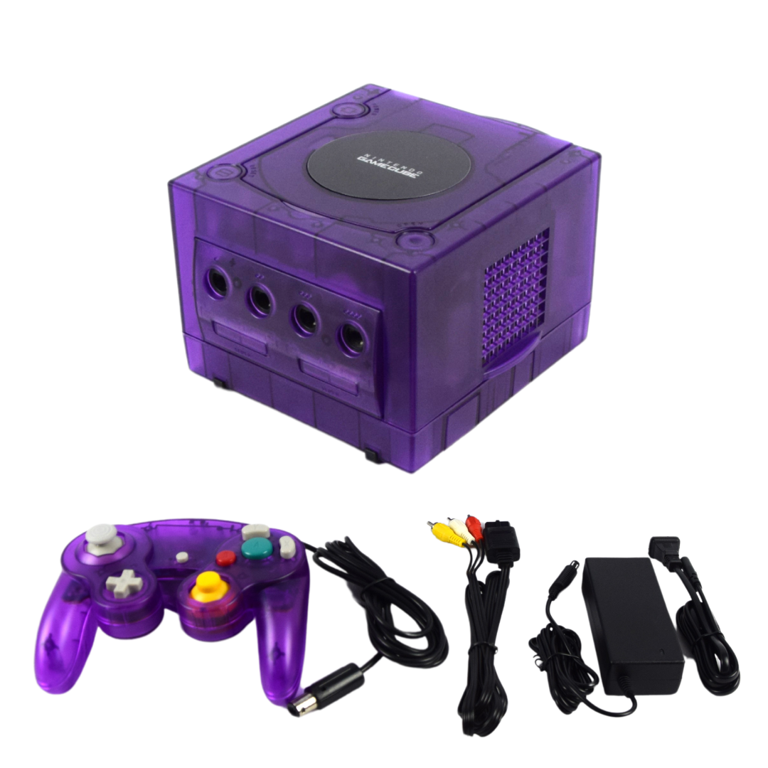 Nintendo GameCube Translucent PURPLE Gaming Console DOL-001 Controller Bundle