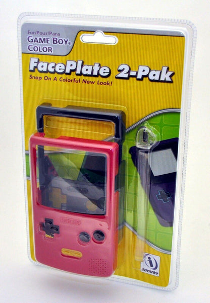 NEW Game Boy Color FacePlate 2-Pack PINK & BLACK Snap On Style Replacement Pair
