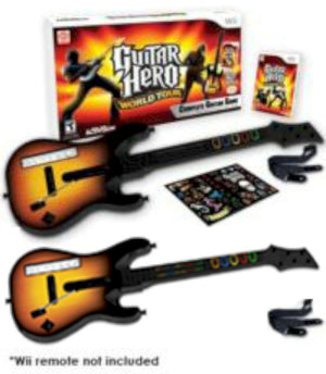 Nintendo Wii/Wii U Guitar Hero 2 x WORLD TOUR GUITARS kit + video game disc set [Used/Refurbished]