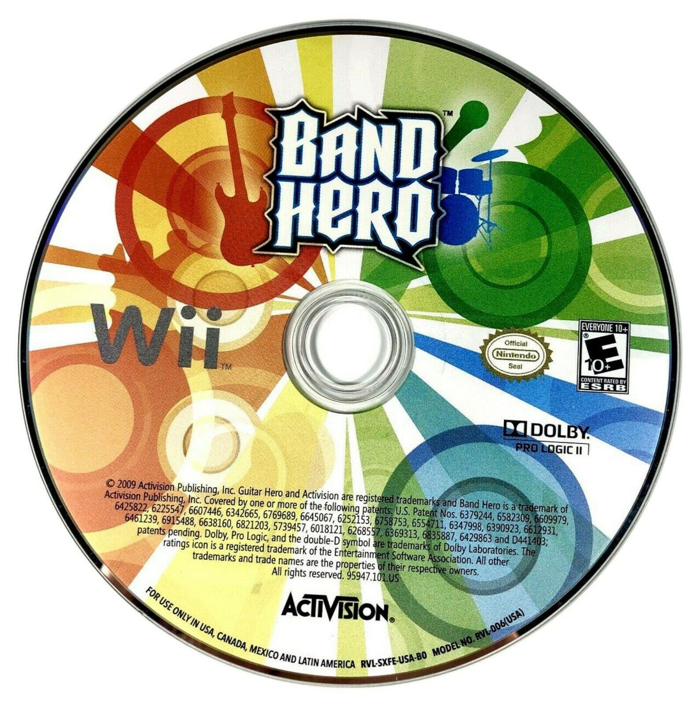 Band Hero Nintendo Wii 2009 Video Game DISC ONLY music rhythm guitar drums [Used/Refurbished]