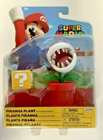 NEW Jakks 40825 World of Nintendo 4" PIRANHA PLANT W/QUESTION BLOCK Mini-Figure