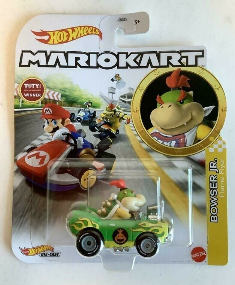 NEW Mattel HDB27 Hot Wheels 1:64 Mario Kart BOWSER JR Flame Flyer DieCast Car