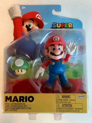 NEW Jakks Pacific 40677 World of Nintendo 4" Super Mario MARIO W/MUSHROOM Figure