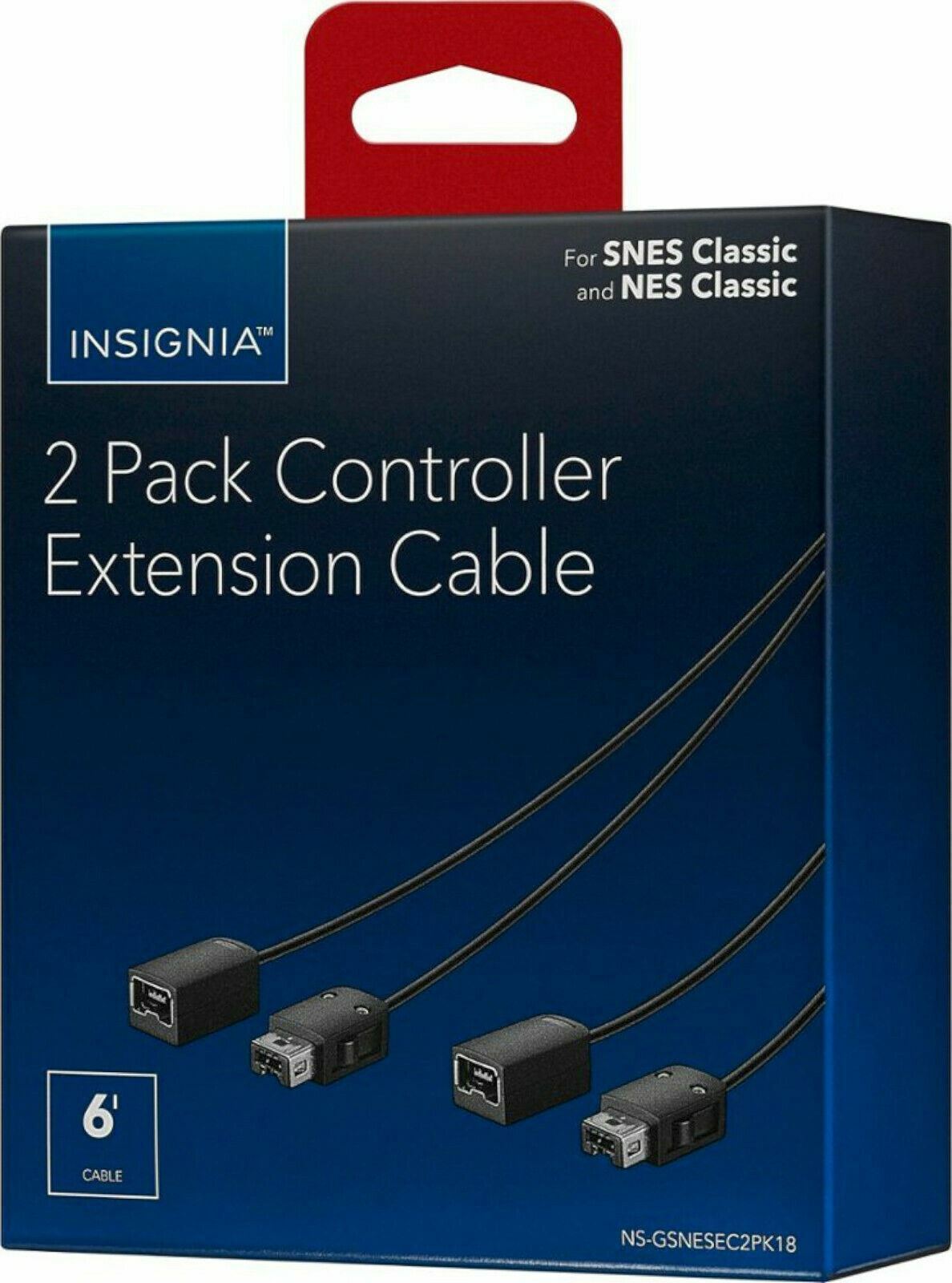 NEW Insignia 2-Pack Extension Cable 4 Nintendo NES SNES Mini Classic Controllers