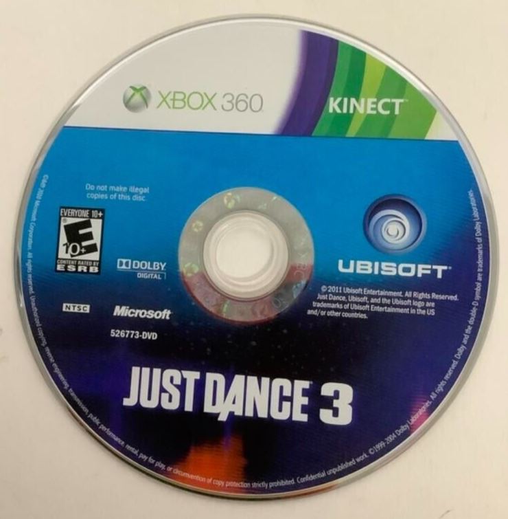 Just Dance 3 Microsoft Xbox 360 Kinect 2011 Video Game DISC ONLY music fitness [Used/Refurbished]