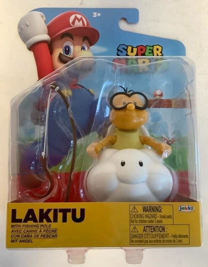 NEW Jakks Pacific 72665 World of Nintendo 4" Mario LAKITU W/FISHING POLE Figure