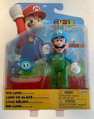 NEW Jakks Pacific 41404 World of Nintendo 4" Mario ICE LUIGI W/ICE FLOWER Figure