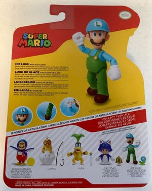 NEW Jakks Pacific 41404 World of Nintendo 4" Mario ICE LUIGI W/ICE FLOWER Figure