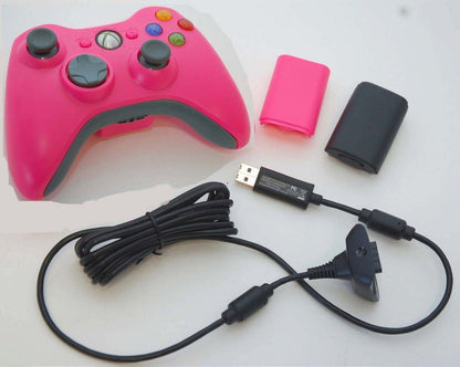 Official Microsoft XBox 360 Wireless Controller +Play & Charge Battery Kit PINK