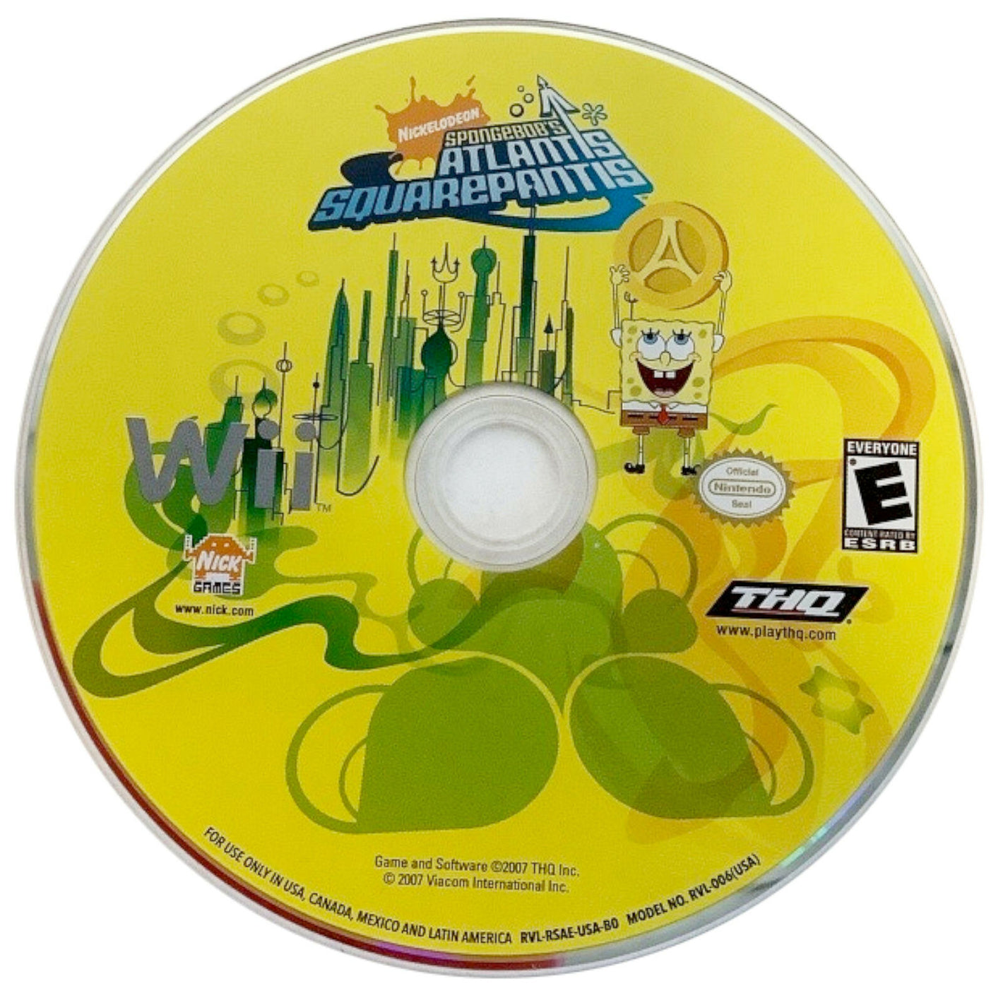 SpongeBob's Atlantis SquarePantis Nintendo Wii 2007 Video Game DISC ONLY