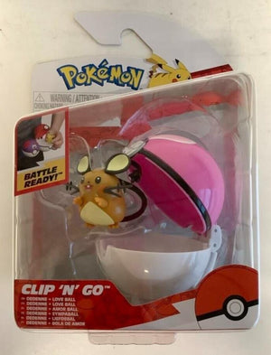 NEW Jazwares PKW3138 Pokemon Clip 'N' Go DEDENNE & LOVE BALL Battle Figure