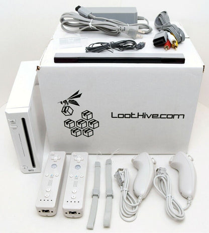 Nintendo Wii Console Bundle with 2-Controllers PLAYS GAMECUBE Games