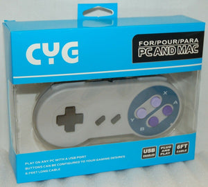 NEW SNES Super Nintendo Style Plug & Play USB Enabled PC Mac Controller 6' Cable