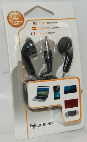NEW Subsonic Ear Bud Headphones 3DS DSi XL PSP iPad/iPhone 4s 5 MP3 Player 3.5mm