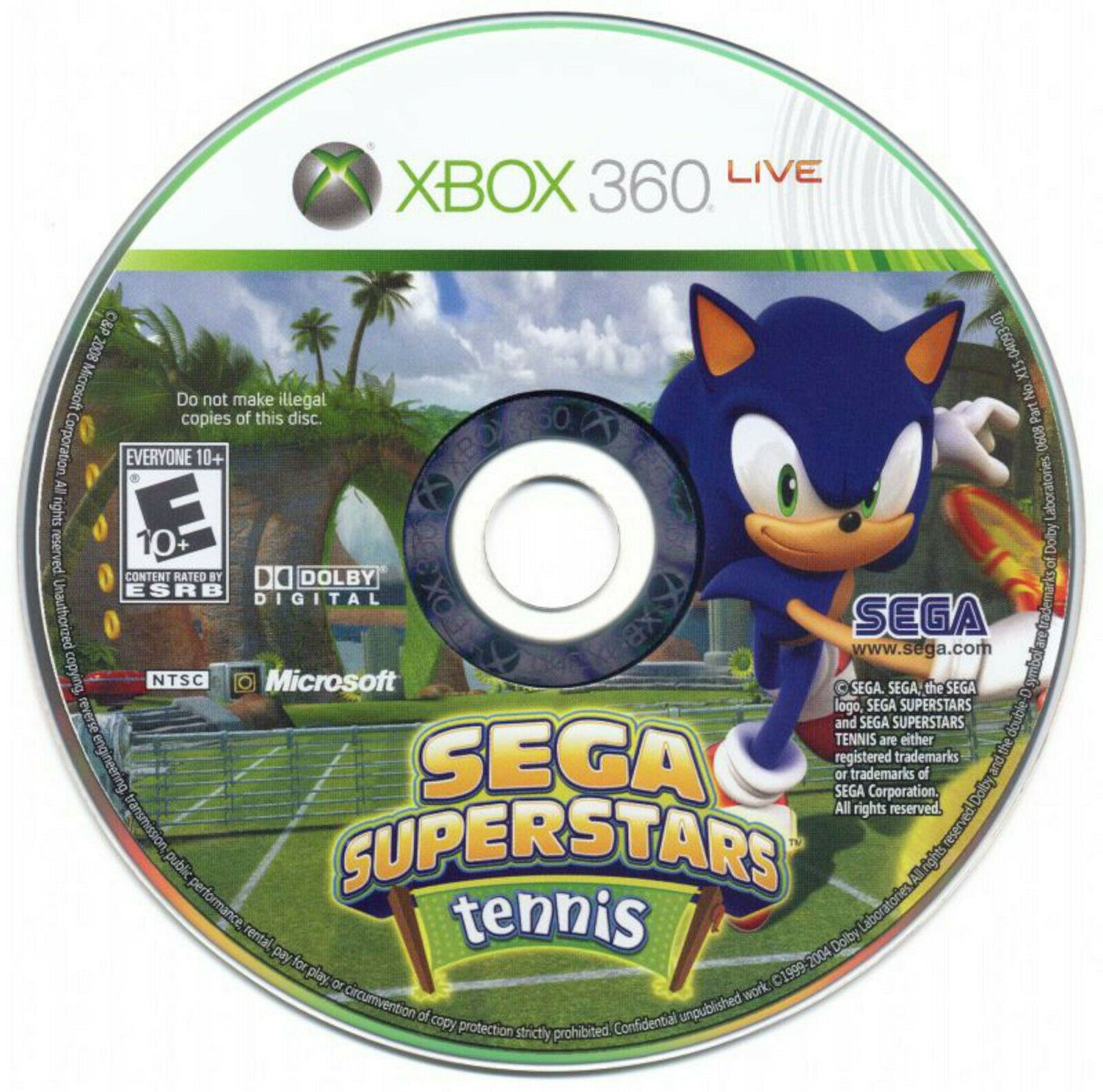 Sega Superstars Tennis Microsoft Xbox 360 Video Game DISC sonic [Used/Refurbished]