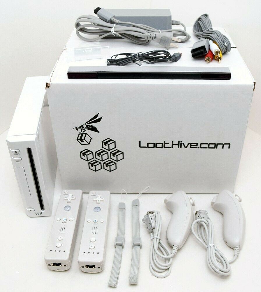 2-REMOTE Nintendo Wii System Bundle Set RVL-001 Console WHITE video game OG USA