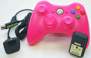 GENUINE Microsoft XBox 360 PINK Play & Charge Kit & Wireless Game Controller OEM