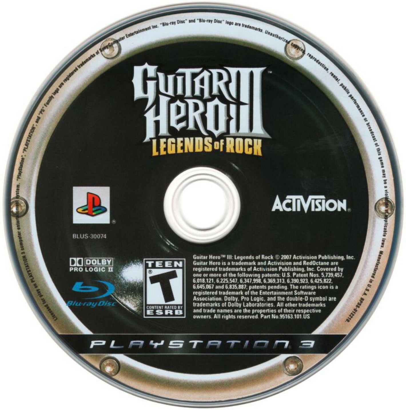 Guitar Hero III Legends of Rock Sony PS3 PlayStation 3 Video Game DISC ONLY [Used/Refurbished]