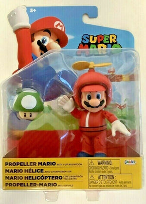 NEW Jakks 40827 World of Nintendo 4" PROPELLER MARIO W/GREEN MUSHROOM MiniFigure