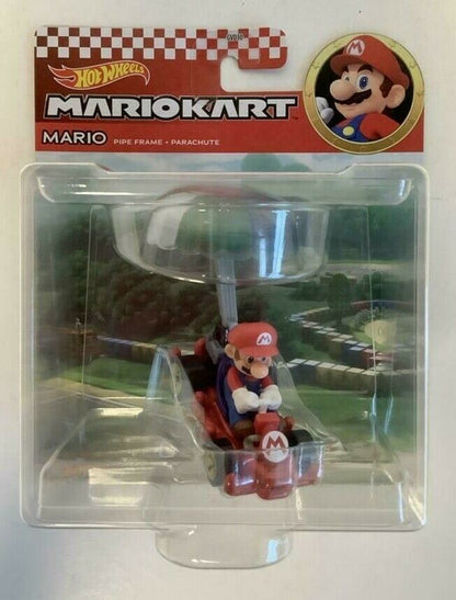 NEW Mattel HDB40 Hot Wheels Mario Kart 1:64 MARIO Pipe Frame + Parachute Vehicle