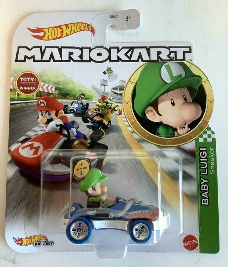 NEW Mattel HDB28 Hot Wheels Mario Kart BABY LUIGI Sneeker 1:64 Diecast Car