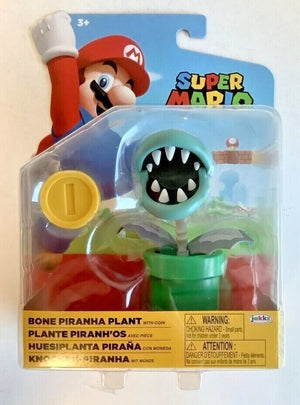NEW Jakks Pacific 40312 World of Nintendo 4" BONE PIRANHA PLANT W/COIN Figure