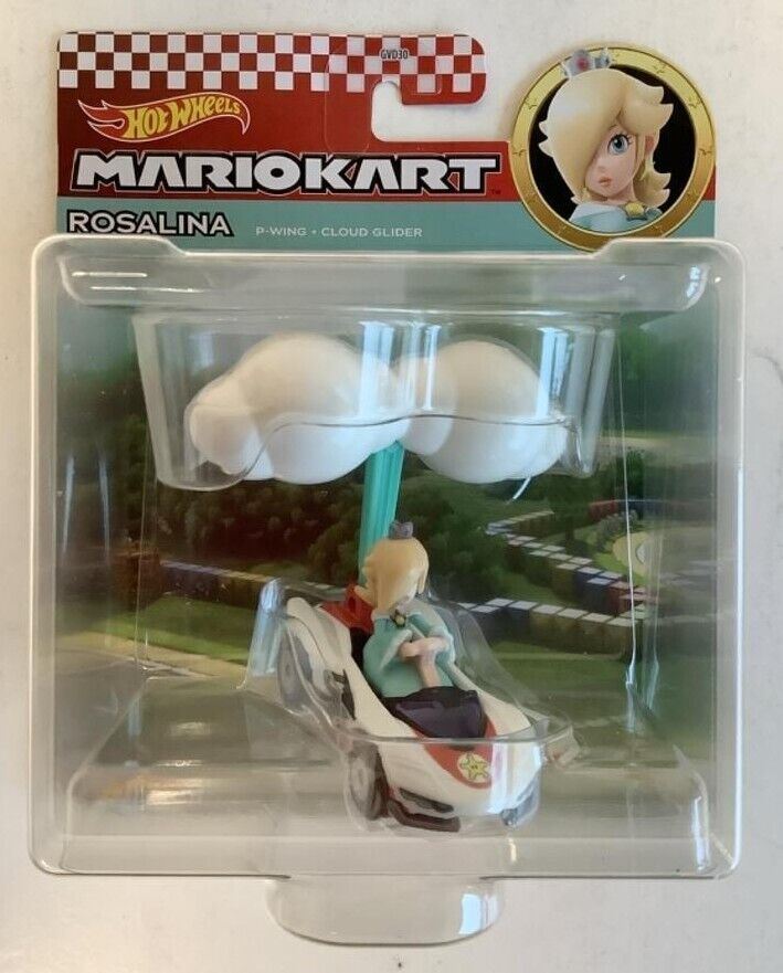 NEW Mattel HDB43 Hot Wheels 1:64 Mario Kart ROSALINA P-Wing + Cloud Glider