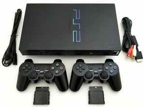 2 WIRELESS CONTROLLERS Sony PS2 Game System Gaming Console PLAYSTATION-2 Black