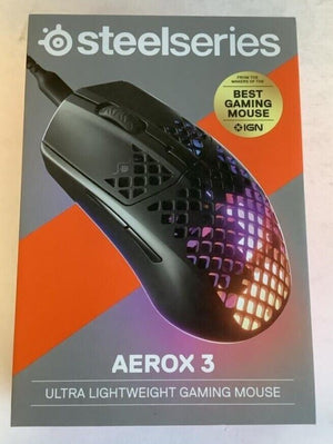 NEW SteelSeries 62599 Aerox 3 Lightweight Wired Optical BLACK Gaming Mouse