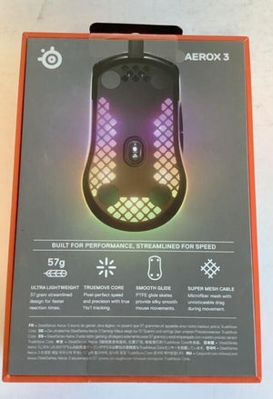 NEW SteelSeries 62599 Aerox 3 Lightweight Wired Optical BLACK Gaming Mouse