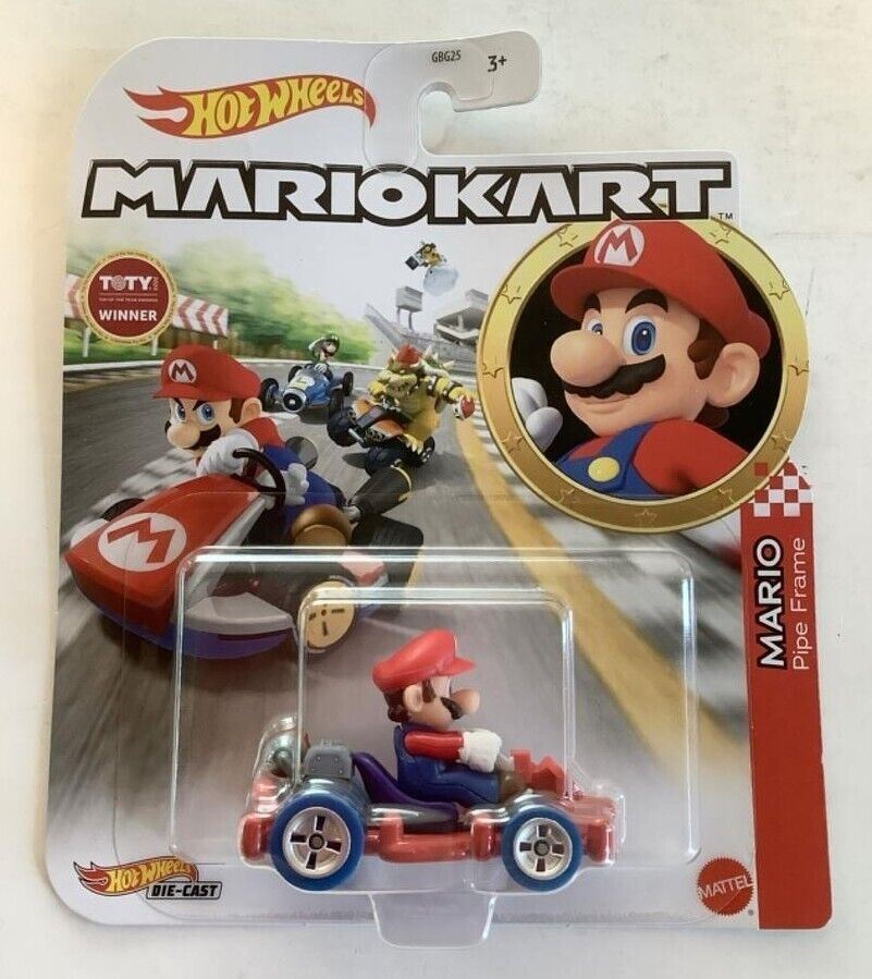 NEW Mattel HDB34 Hot Wheels 1:64 Mario Kart MARIO Pipe Frame DieCast Car