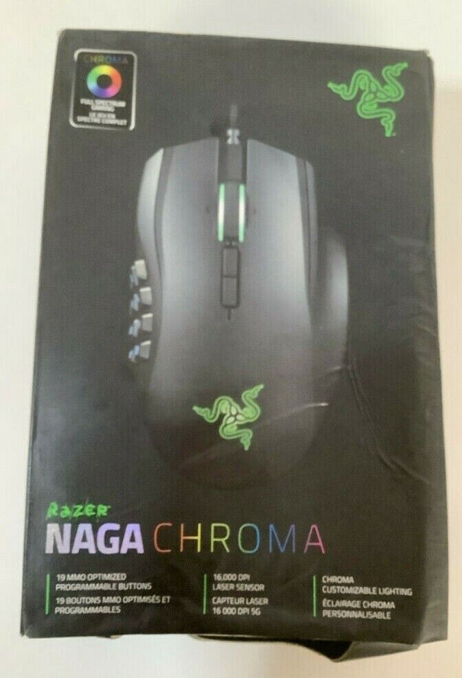 NEW Razer Naga Chroma RZ01-01610100 BLACK Ergonomic MMO Gaming Mouse