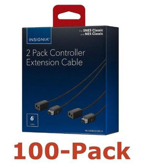 NEW Lot of 100 Insignia Extension Cable Nintendo NES & SNES Controllers 2-Pack