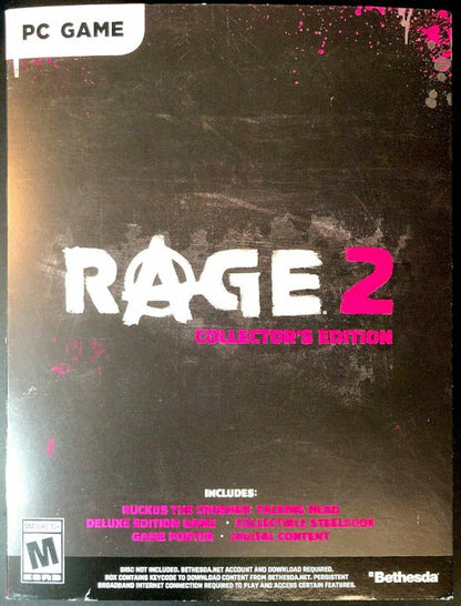 NEW RAGE 2 Collector's Edition Windows PC Video Game Steelbook Poster Ruckus
