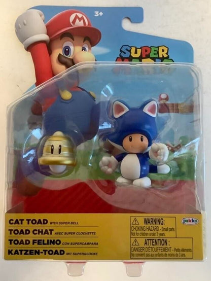 NEW Jakks Pacific 41548 World of Nintendo 4" Mario CAT TOAD W/SUPER BELL Figure