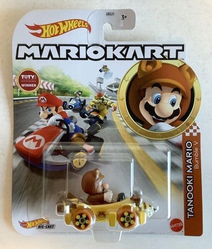 NEW Mattel HDB31 Hot Wheels Mario Kart 1:64 TANOOKI MARIO Bumble V Diecast Car