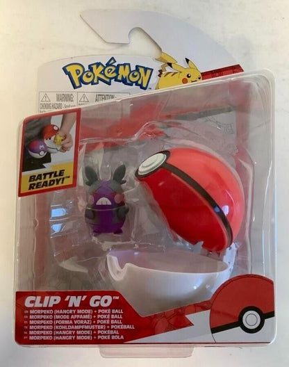 NEW Jazwares PKW0158 Pokemon Clip 'N' Go MORPEKO Hangry Mode & POKE BALL Figure