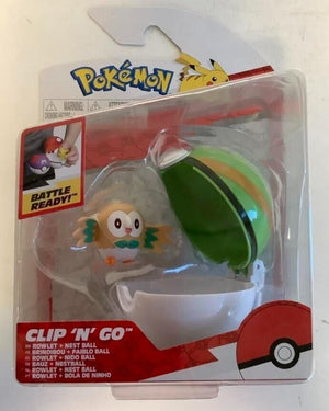 NEW Jazwares PKW2652 Pokemon Clip 'N' Go ROWLET & NEST BALL Battle Figure