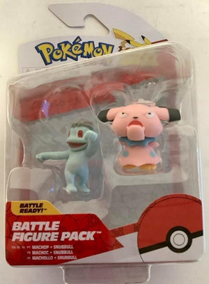 NEW Jazwares PKW2634 Pokemon 2-Inch MACHOP & SNUBBULL 2-Pack Battle Figures
