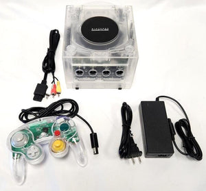 Nintendo GameCube Translucent CLEAR Gaming Console DOL-001 Controller Bundle
