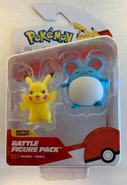 NEW Jazwares PKW2646 Pokemon 2-Inch PIKACHU & MARILL 2-Pack Battle Figures