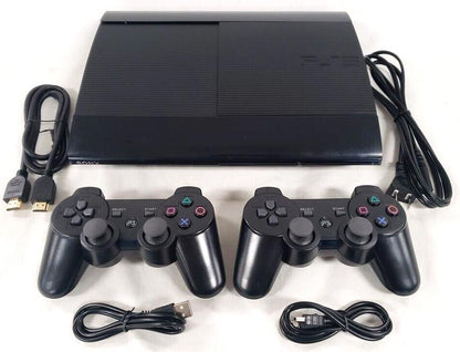 Sony PlayStation 3 Super Slim 250GB PS3 Console Bundle 2-CONTROLLERS